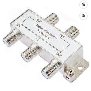 4-Way RF Coax Splitter - Silver Signal Distributor